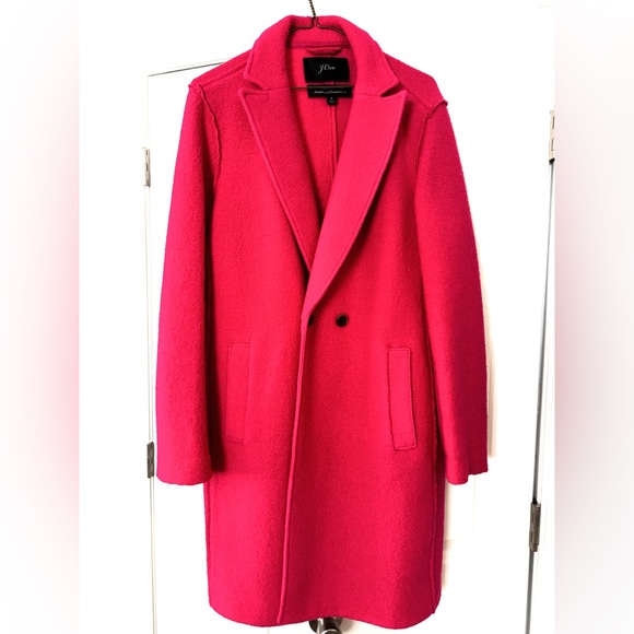 J.Crew Daphne Italian Boiled Wool Topcoat in Pink Bright Rose - Size 8 - Picture 10 of 10